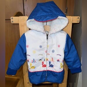 Vintage 80’s hooded winter jacket 2T woodland color-block fuzzy lining